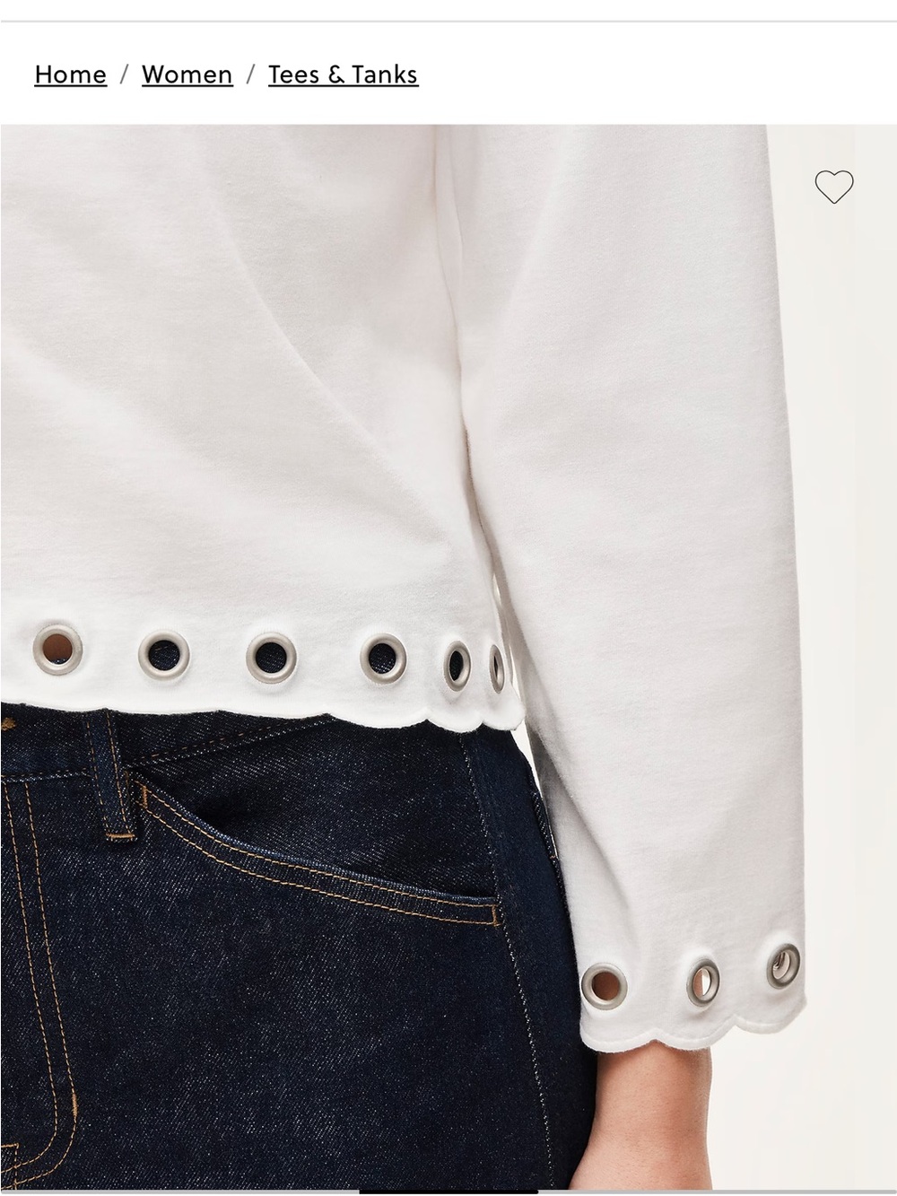 JCrew Boyfriend Jersey Relaxed Long-sleeve T-shirt with Grommets NWT SZ Medium